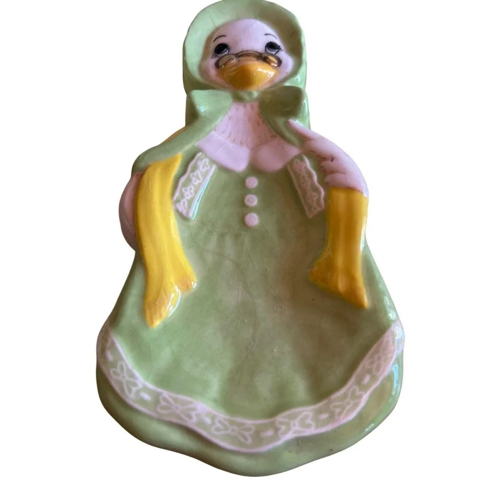 Vintage‎ Scioto Ceramic Duck Goose Spoon Rest Salt Pepper Shakers Hand Painted